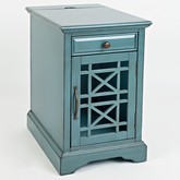 Craftsman Power Chair Side Table in Antique Distressed Blue Acacia
